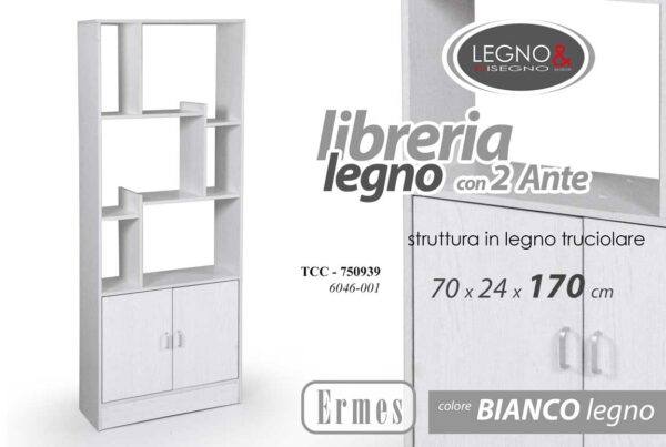 LIBRERIA C/2 ERMES 70*24*170  BIANCO